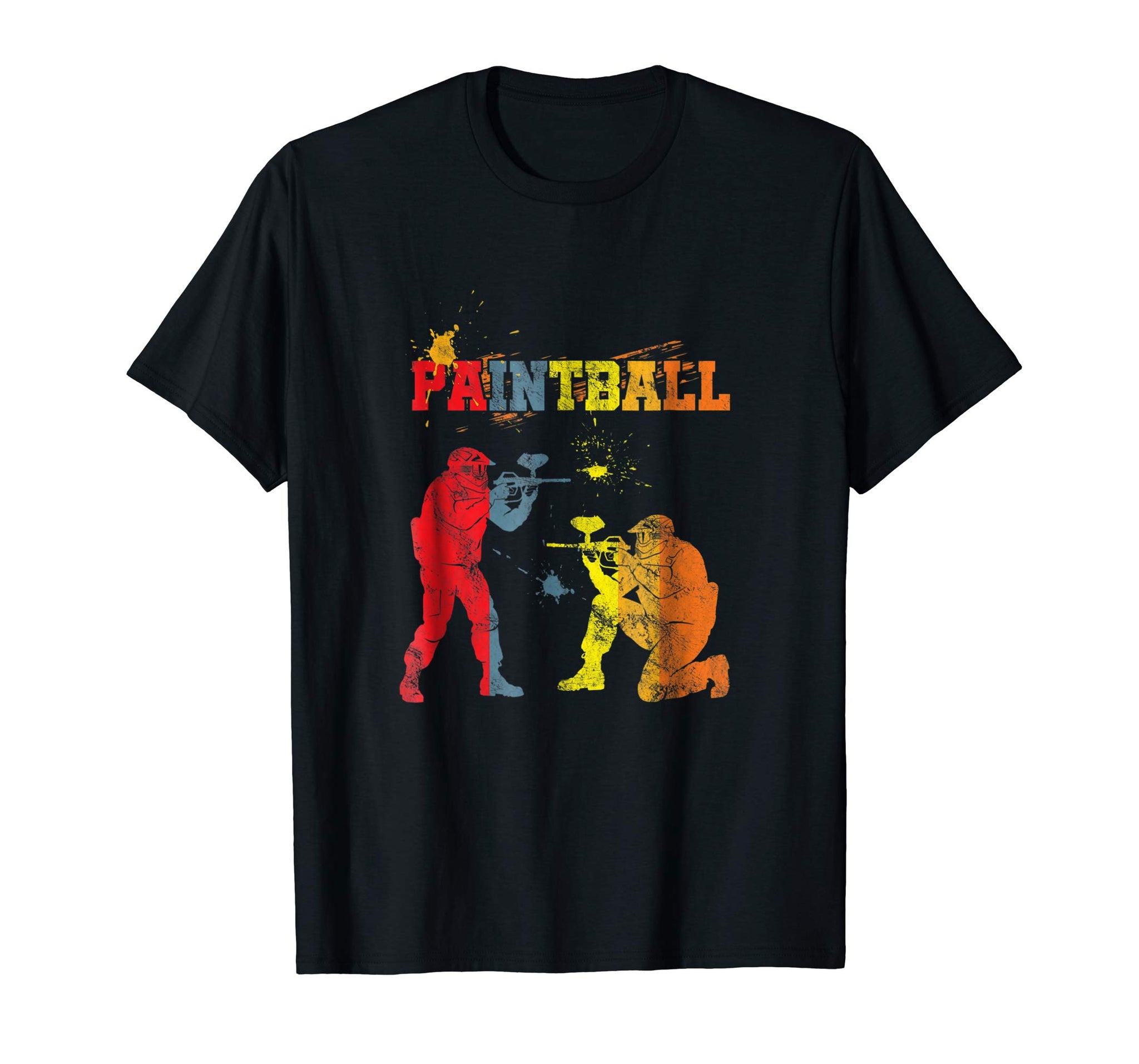 Hot Distressed Paint Ball Splash Paintball Paintballer  T-Shirt Black