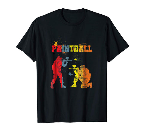 Hot Distressed Paint Ball Splash Paintball Paintballer  T-Shirt Black