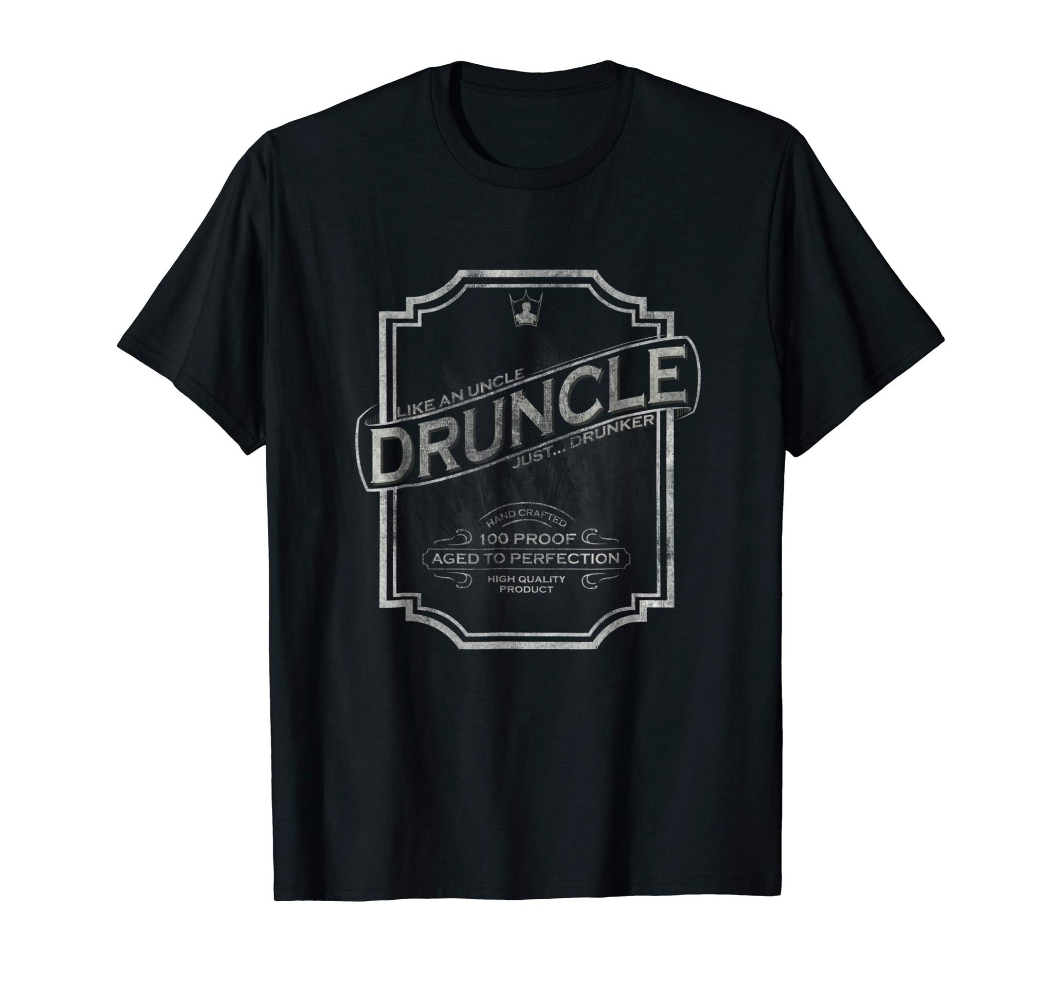 Funny Druncle Vintage Weathered Whiskey Label Design  T-Shirt Black
