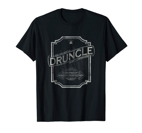 Funny Druncle Vintage Weathered Whiskey Label Design  T-Shirt Black