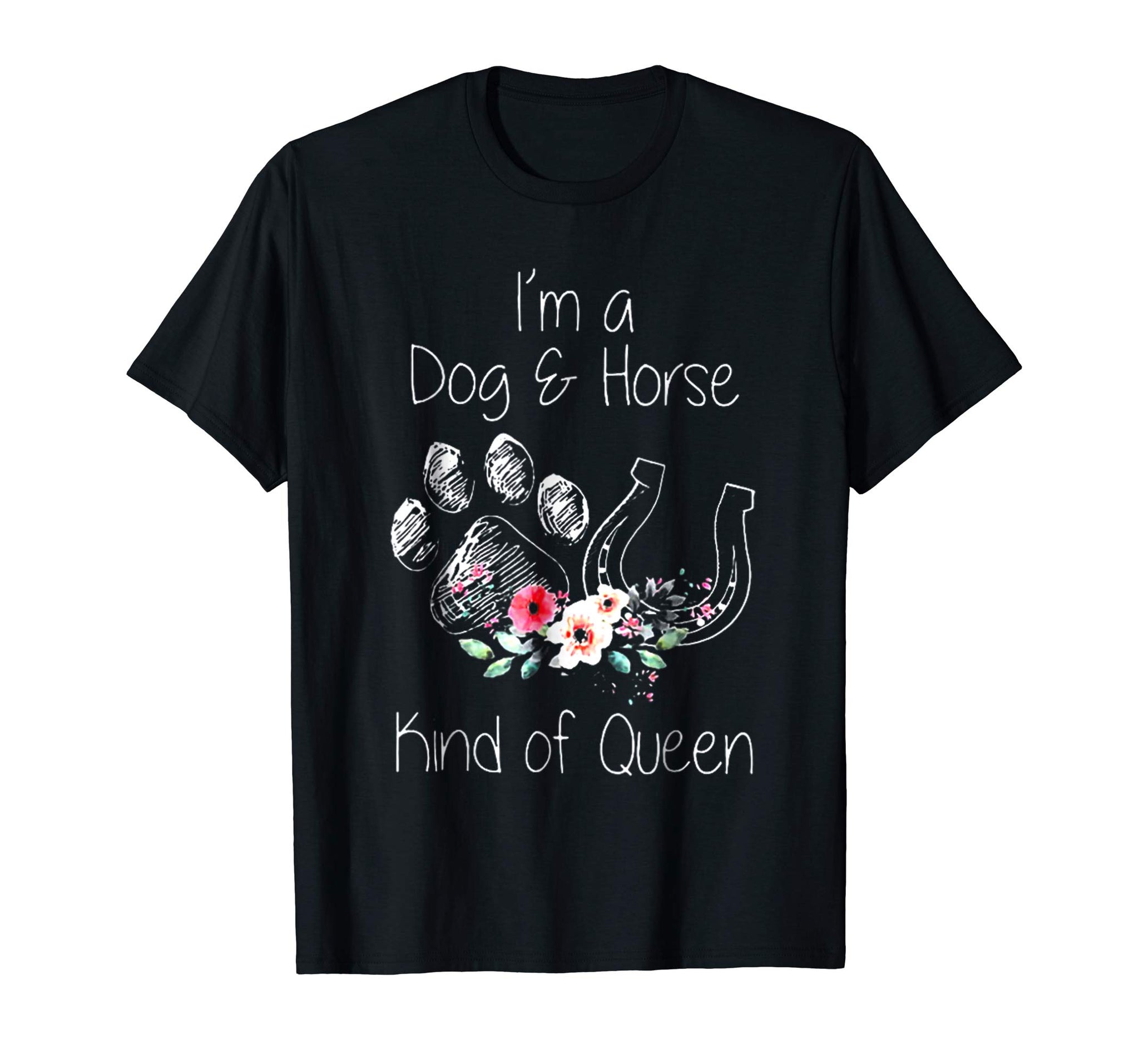 Hot I'm A Dog &amp; Horse Animal Lover Gift  T-Shirt Black
