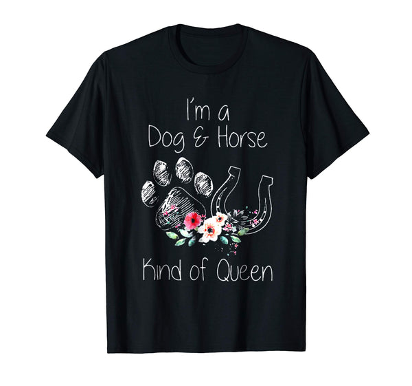 Hot I'm A Dog &amp; Horse Animal Lover Gift  T-Shirt Black