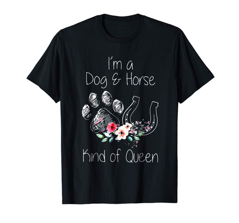 Hot I'm A Dog &amp; Horse Animal Lover Gift  T-Shirt Black