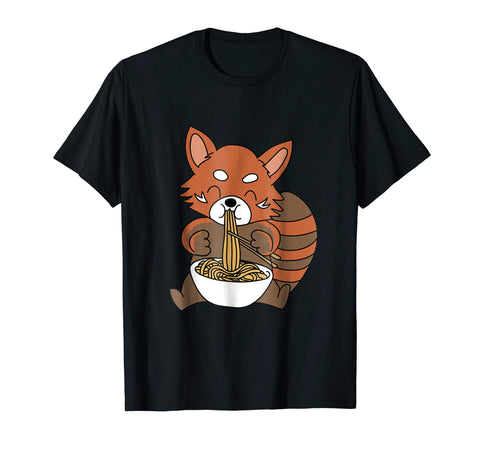Funny Red Panda Loves Ramen Noodles Funny Ramen Life  T-Shirt Black