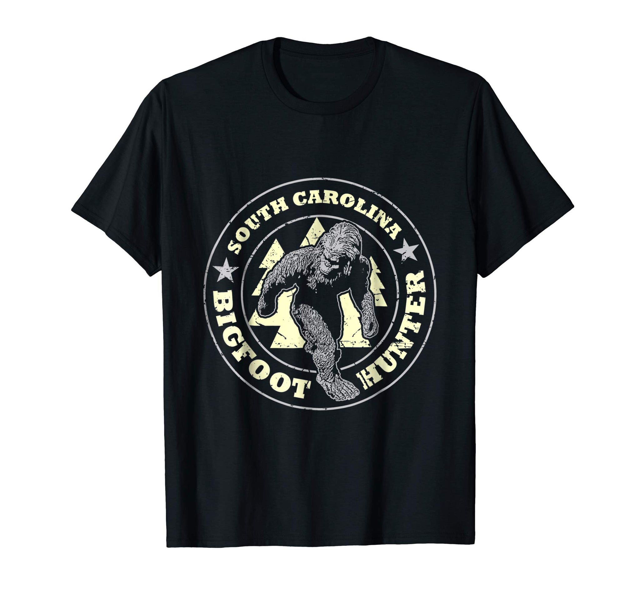 Great South Carolina Bigfoot Hunter Believe  T-Shirt Black