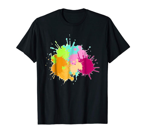Adorable Colorful Paintball Splatter Artistic Paint Tee  T-Shirt Black