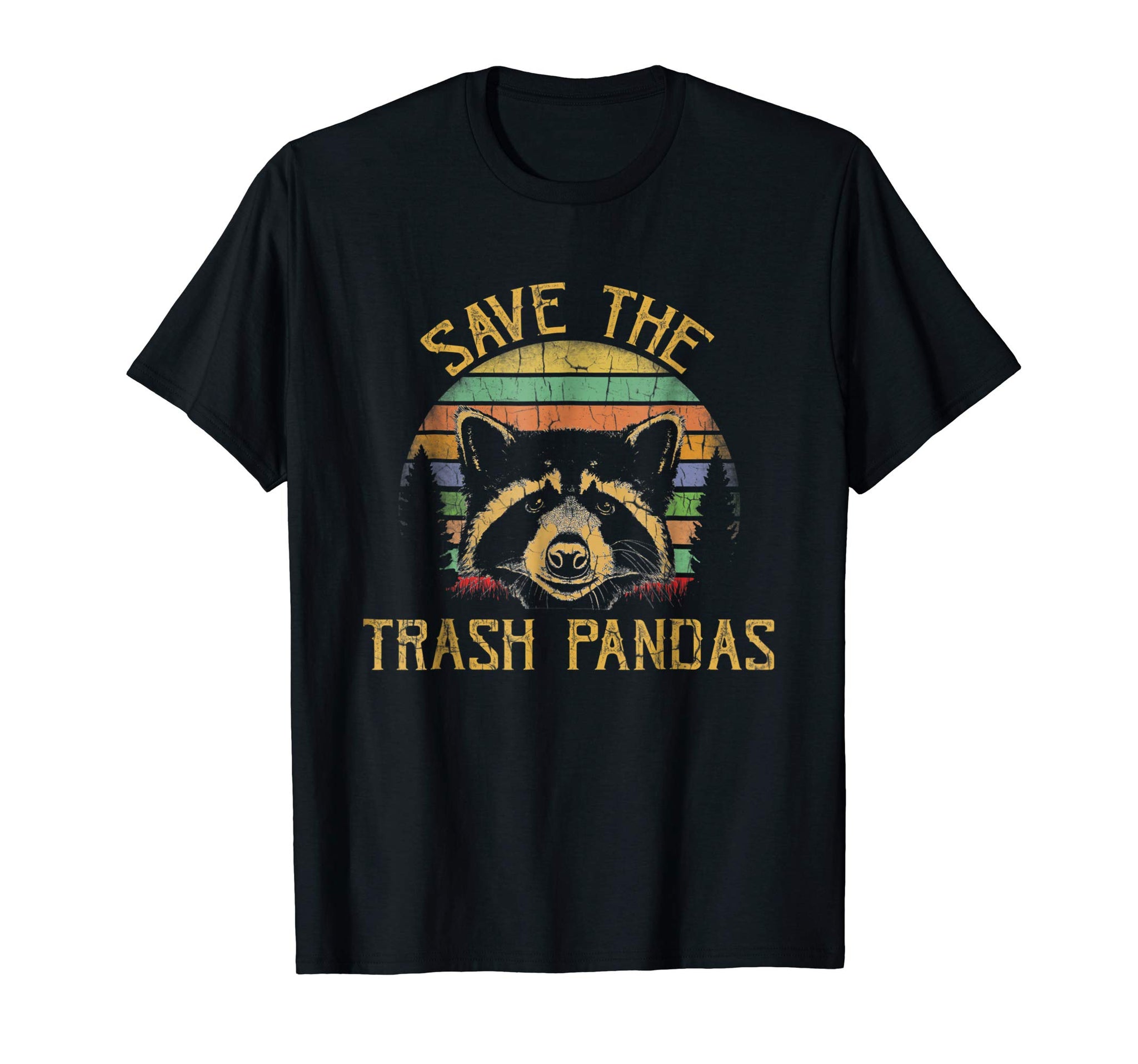 Cool Save The Trash Pandas Funny Racoon Saving Tee  T-Shirt Black