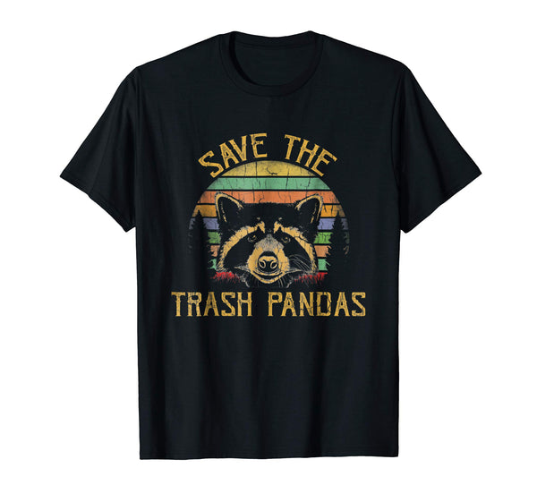 Cool Save The Trash Pandas Funny Racoon Saving Tee  T-Shirt Black