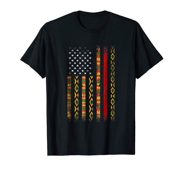 Wonderful African Kente Cloth S American Flag Special Gifts  T-Shirt Black