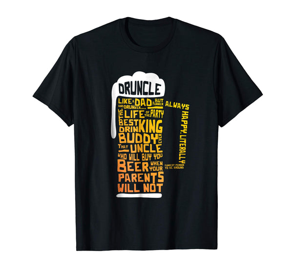 Great Druncle Funny Beer For Uncles  T-Shirt Black