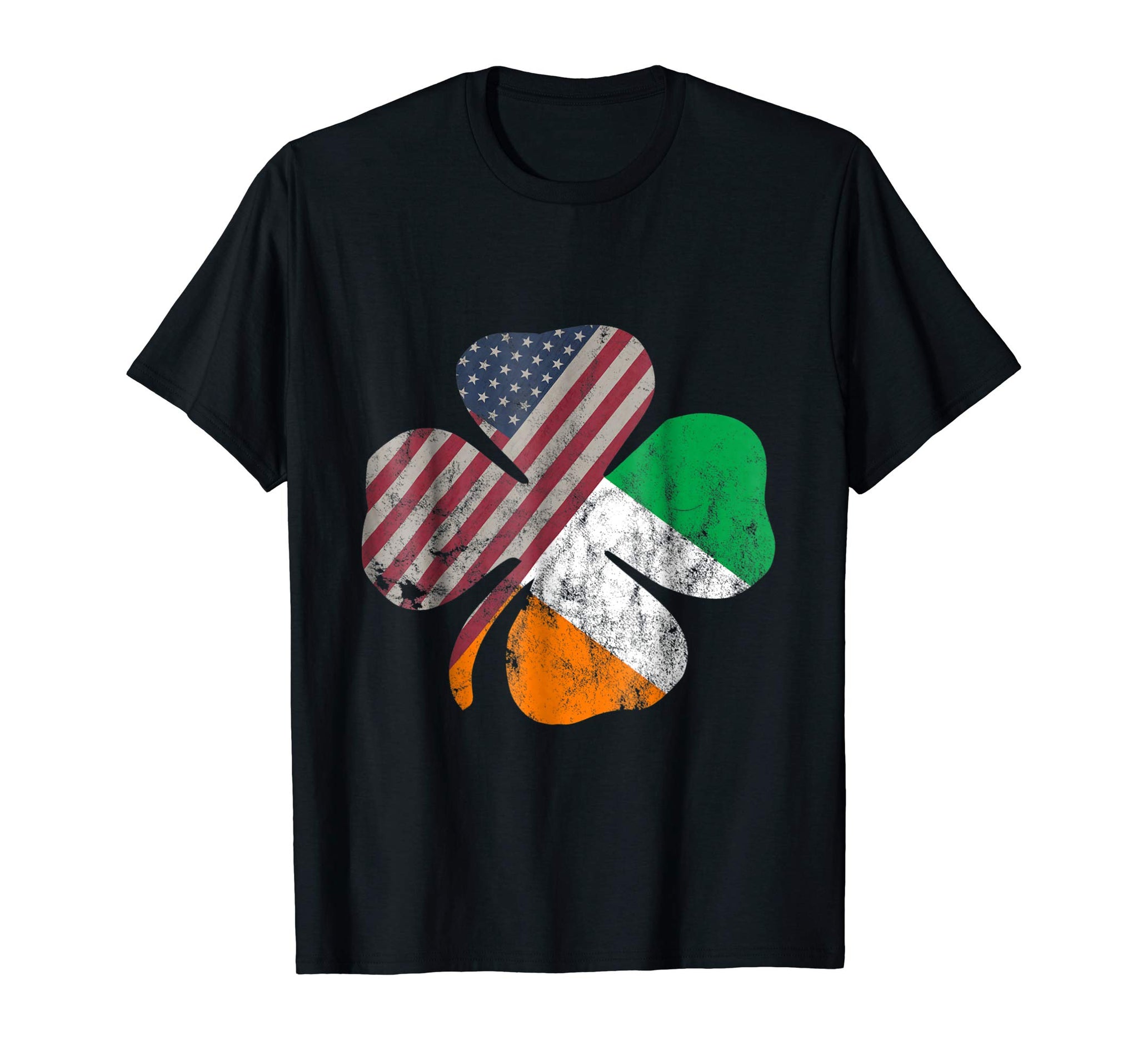 Adorable Irish American Flag Shamrock St.patrick's Day  T-Shirt Black