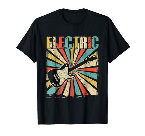 Cool Funny Vintage Electric Bass Guitar  T-Shirt Black