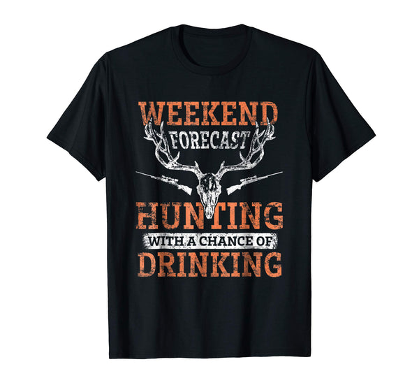 Hot Funny Weekend Hunting Vintage &amp; Drinking Gift Hunter  T-Shirt Black