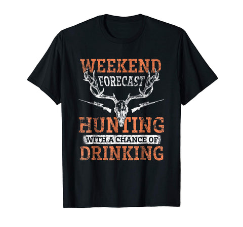 Hot Funny Weekend Hunting Vintage &amp; Drinking Gift Hunter  T-Shirt Black