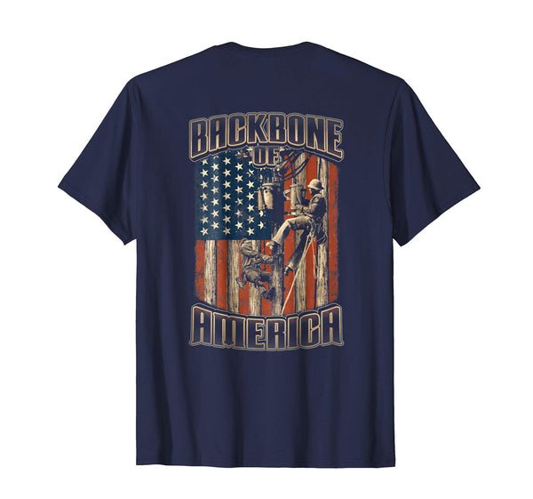Wonderful Backbone Of America Lineman Us Flag Gift  T-Shirt Navy
