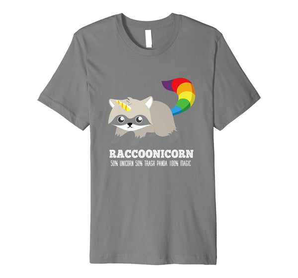 Hot Racoonicorn Funny Trash Panda Raccoon Unicorn  T-Shirt Slate