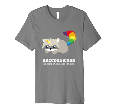 Hot Racoonicorn Funny Trash Panda Raccoon Unicorn  T-Shirt Slate