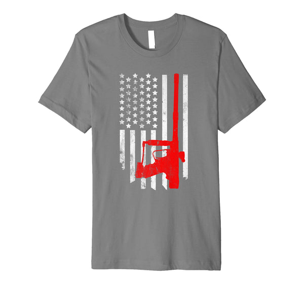 Hot American Flag Paintball Gun  T-Shirt Slate