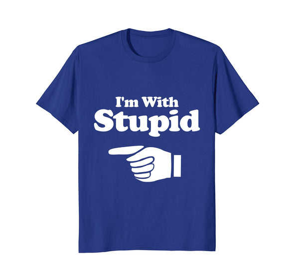 Cute I'm With Stupid Pair Couple Brother Sister Funny Tee  T-Shirt Royal Blue