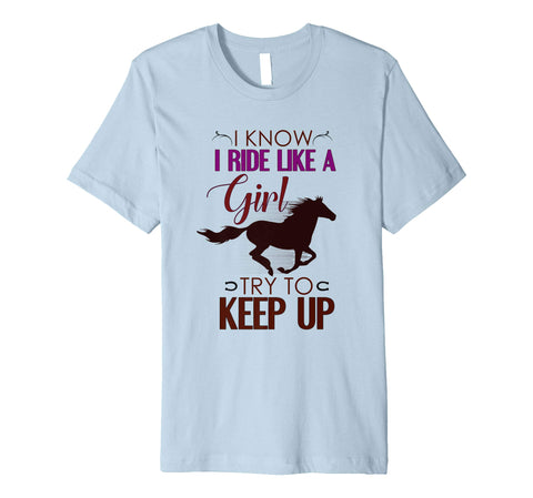 Hot Horse Riding Horseback Riding Horse Lovers Cute  T-Shirt Baby Blue