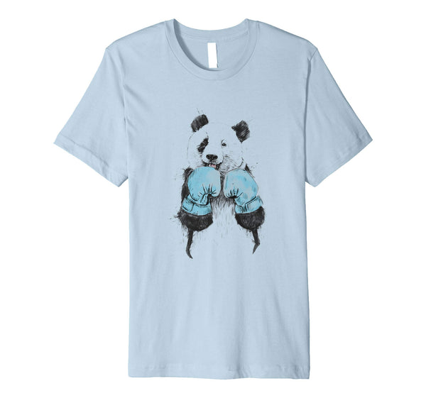 Cutest &quot;the Winner&quot; Illustrated Panda Boxing Graphic  T-Shirt Baby Blue