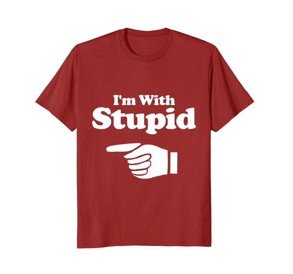 Cute I'm With Stupid Pair Couple Brother Sister Funny Tee  T-Shirt Cranberry