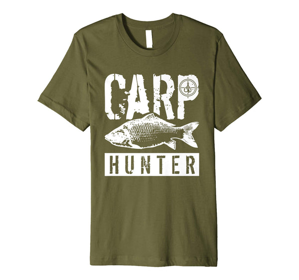 Funny Carp Hunter Fishing  T-Shirt Olive