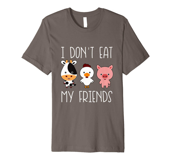 Adorable I Don't Eat My Friends Funny Vegan Vegetarian  T-Shirt Asphalt