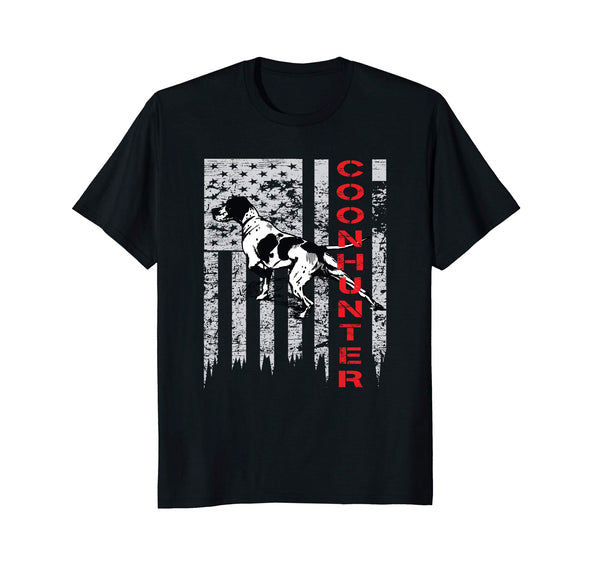 Funny Distressed Usa Flag For Coon Hunters  T-Shirt Black