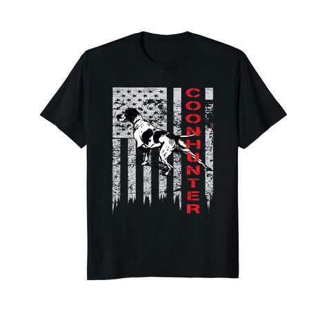 Funny Distressed Usa Flag For Coon Hunters  T-Shirt Black