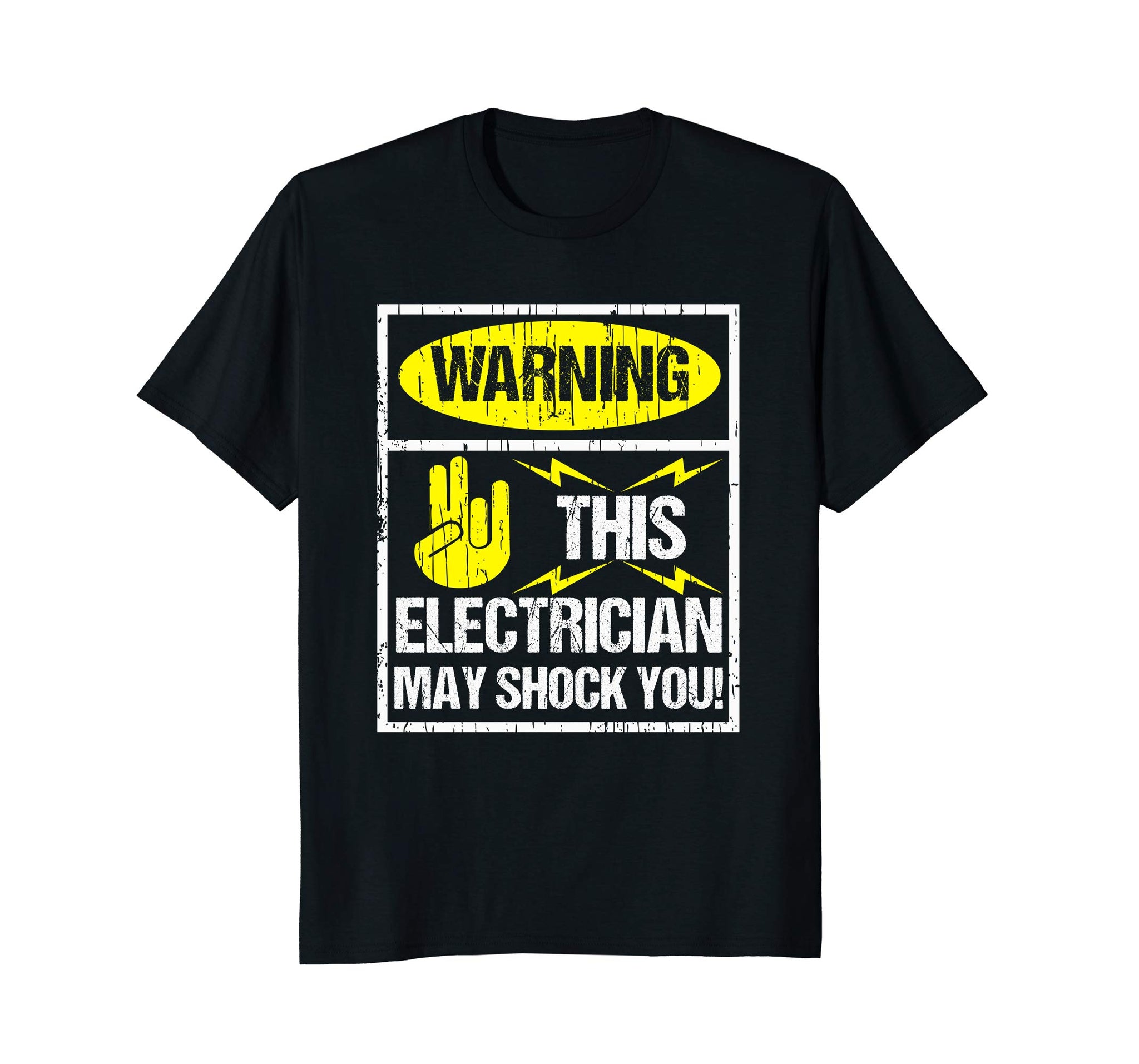 Adorable Warning May Shock You Funny Electrician With Shocker  T-Shirt Black