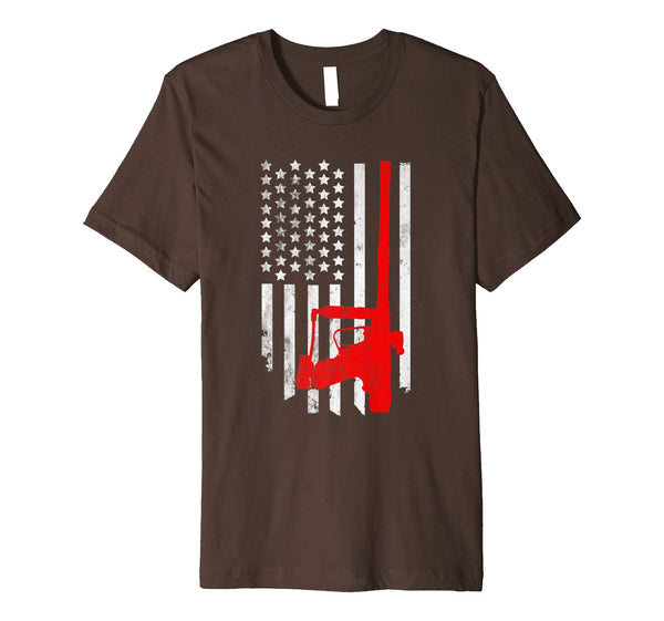 Hot American Flag Paintball Gun  T-Shirt Brown