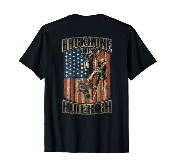 Wonderful Backbone Of America Lineman Us Flag Gift  T-Shirt Black