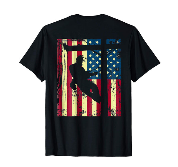 Hotest Lineman Flag For Men  T-Shirt Black