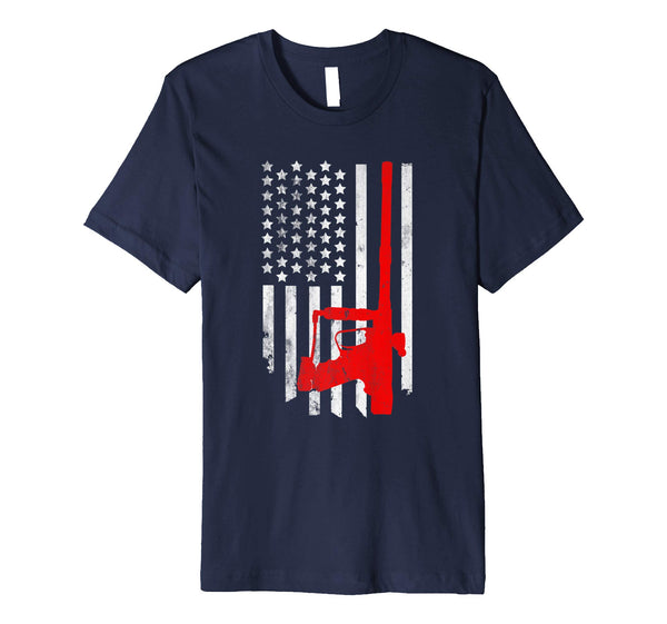 Hot American Flag Paintball Gun  T-Shirt Navy