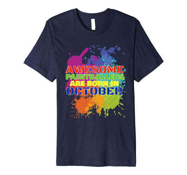 Cute Paintball Birthday Party For Born In October  T-Shirt Navy