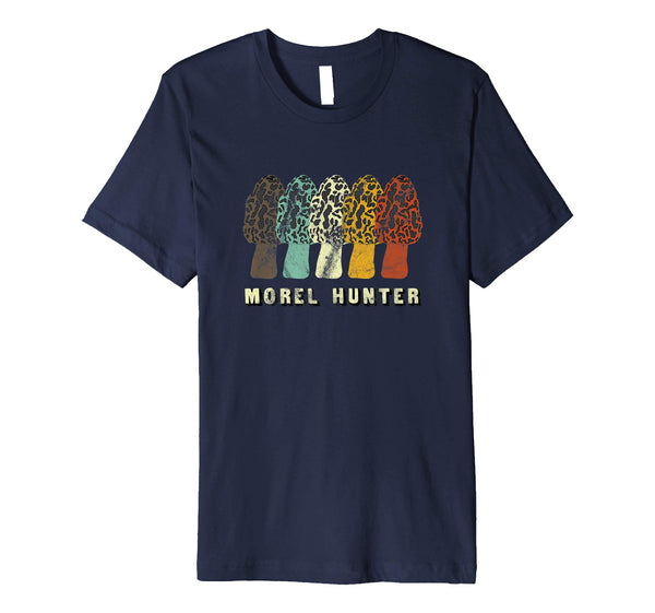 Great Morel Hunter Fun Mushroom Hunting Distressed Look  T-Shirt Navy