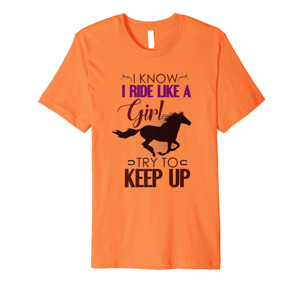 Hot Horse Riding Horseback Riding Horse Lovers Cute  T-Shirt Orange
