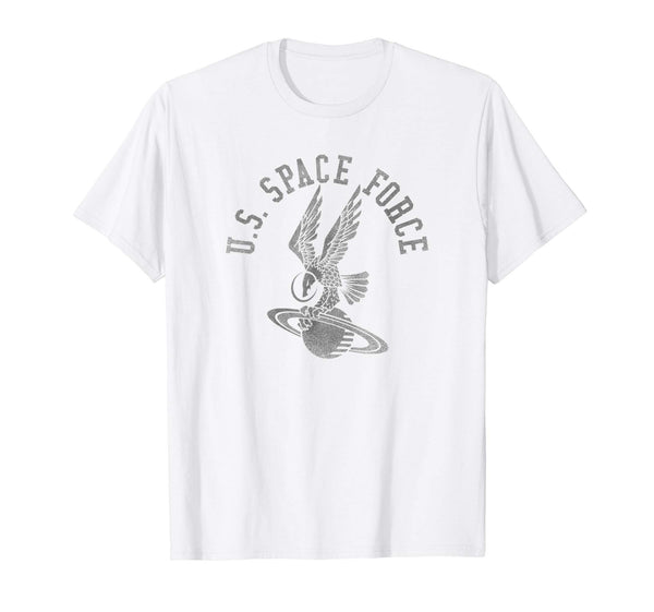 Cool U.s. Space Force Eagle On Saturn Armed Forces  T-Shirt White