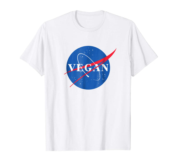 Cool Vegan Logo Nasa Classic Retro  T-Shirt White