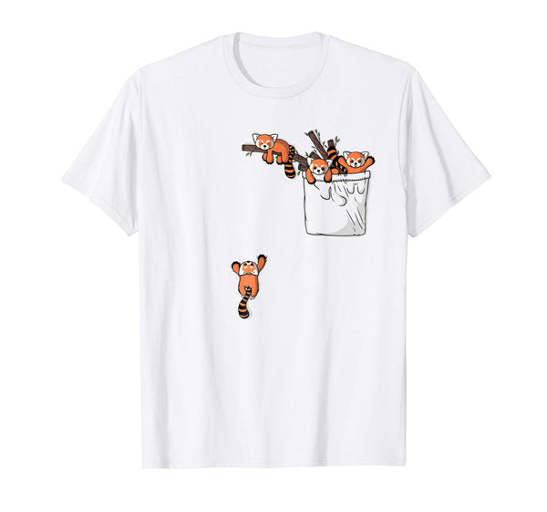 Cutest Pocket Series Cute Red Panda Bear Playing  T-Shirt White