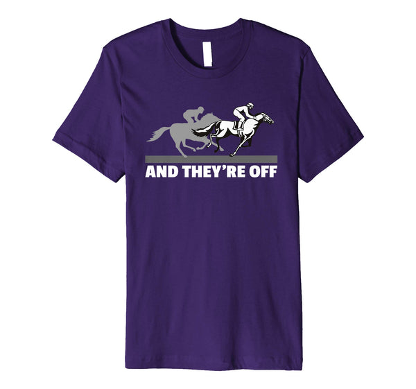 Cutest Horse Racing And They're Off Horse Racing  T-Shirt Purple