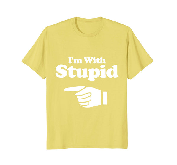 Cute I'm With Stupid Pair Couple Brother Sister Funny Tee  T-Shirt Lemon