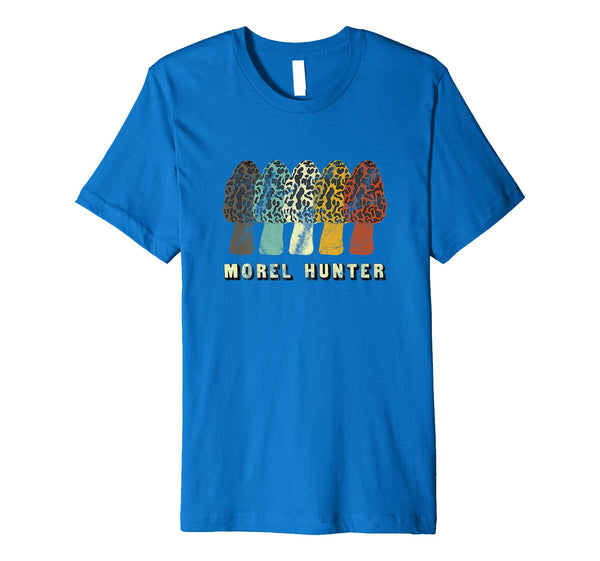 Great Morel Hunter Fun Mushroom Hunting Distressed Look  T-Shirt Royal Blue