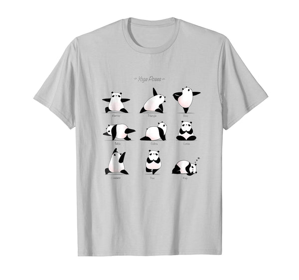 Great Yoga Panda Funny Poses Cool Exercises Gift  T-Shirt Silver