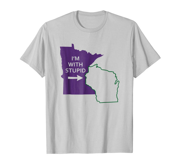 Cutest I'm With Stupid Minnesota Wisconsin Funny Mn Gift  T-Shirt Silver