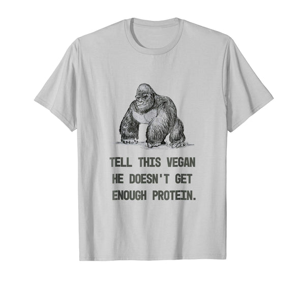 Hot &quot;tell This Vegan&quot; Funny Gorilla Lifestyle Novelty  T-Shirt Silver