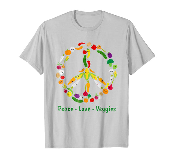 Cute Cute Kawaii Vegetable Veggie Peace Sign Vegan  T-Shirt Silver