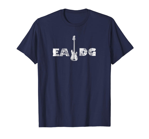 Funny Cool Electric Bass Eadg Guitar Rock Music Player Gift Tee  T-Shirt Navy