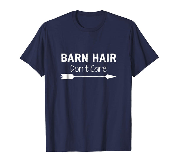 Beautiful Barn Hair Don't Care Horse Riding Equestrian  T-Shirt Navy